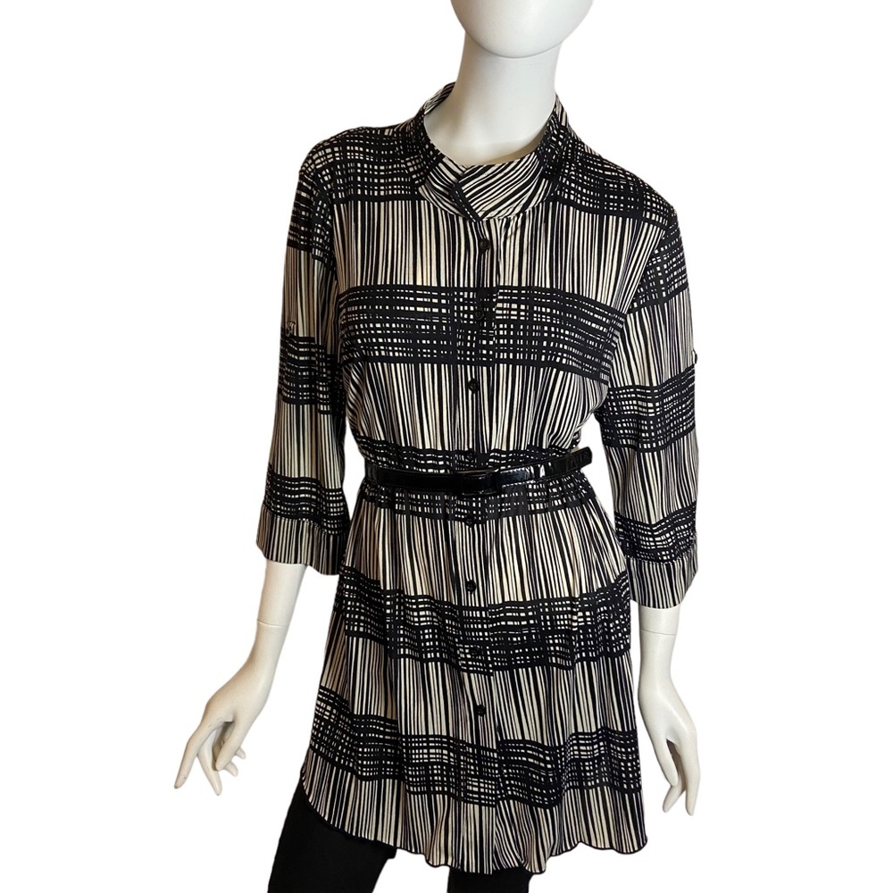 Style & Co Black Roll-Tab Tunic Blouse Size XL